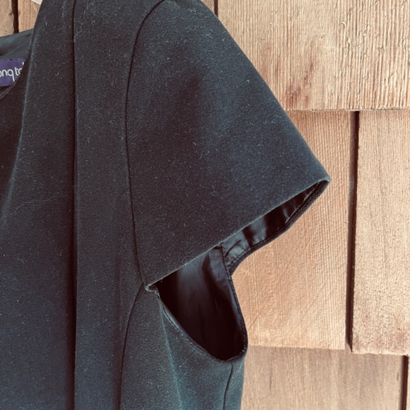 Long Tall Sally Dress Size 14 Black Cap Sleeve Round Neck Flared Stretch Lined - Picture 4 of 11